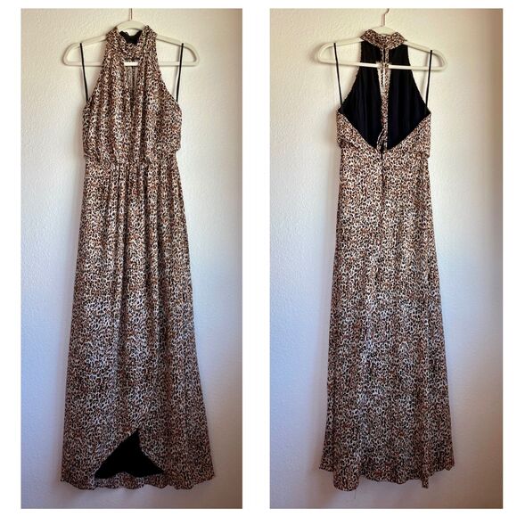 Free People Animal Instincts Maxi Halter Open Back Dress in Cheetah Combo Size 0 - Picture 5 of 12